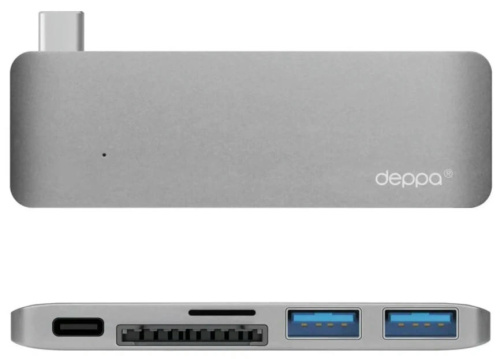 Хаб Deppa USB-C 5 в 1 (72217) Space Gray