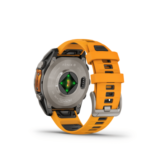 Умные часы Garmin Fenix 8, 47 мм, AMOLED, Sapphire Titanium with spark orange/graphite silicone band фото фото 3